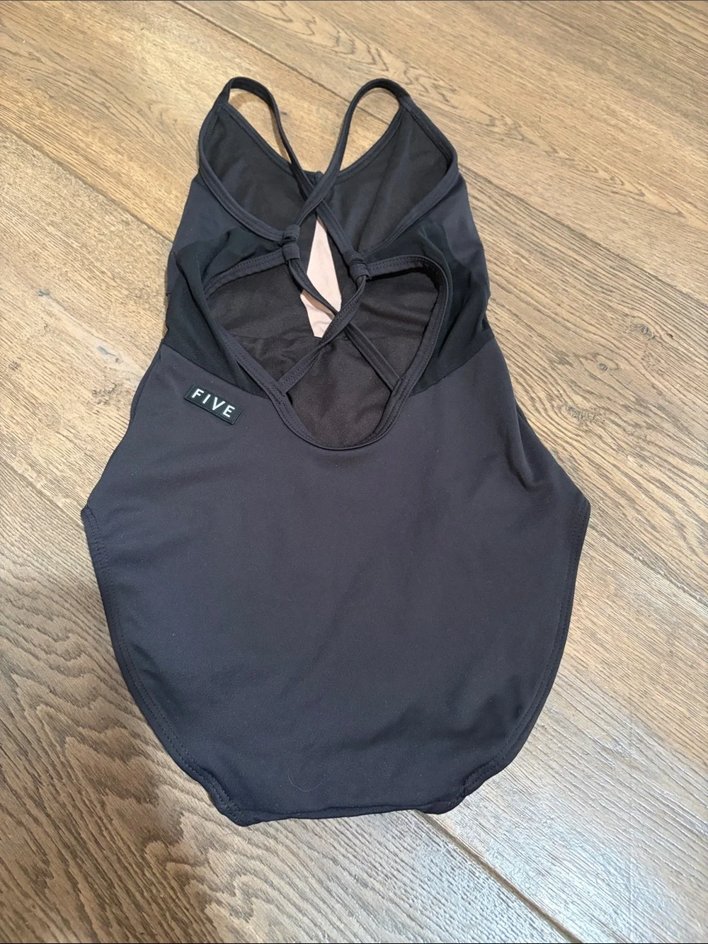 FIVE Kids Black Leotard With Mesh Detail